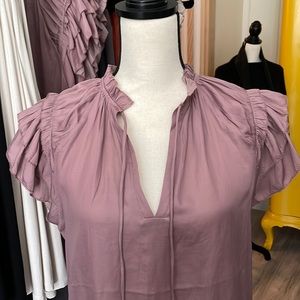 NWT Grade & Gather Ruffle Sleeve Top Blouse Lilac